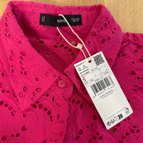 Mango Bright Pink Eyelet Shirt w/Tags! - Picture 2 of 3
